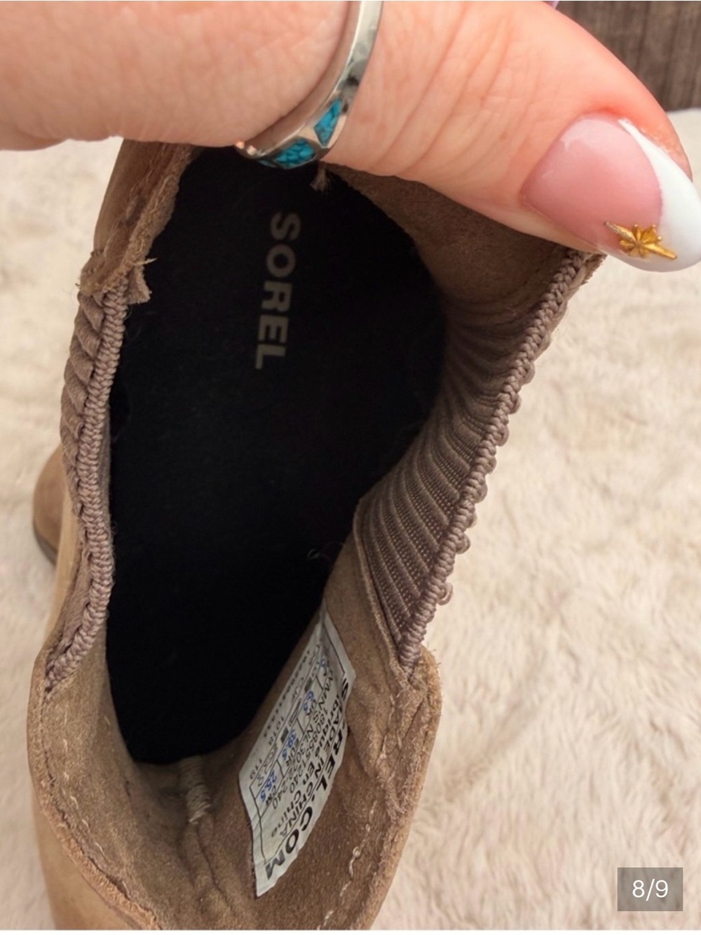 Sorel Joan Of Arctic Wedge Chelsea Boots Tan Size 8.5 - Picture 8 of 9